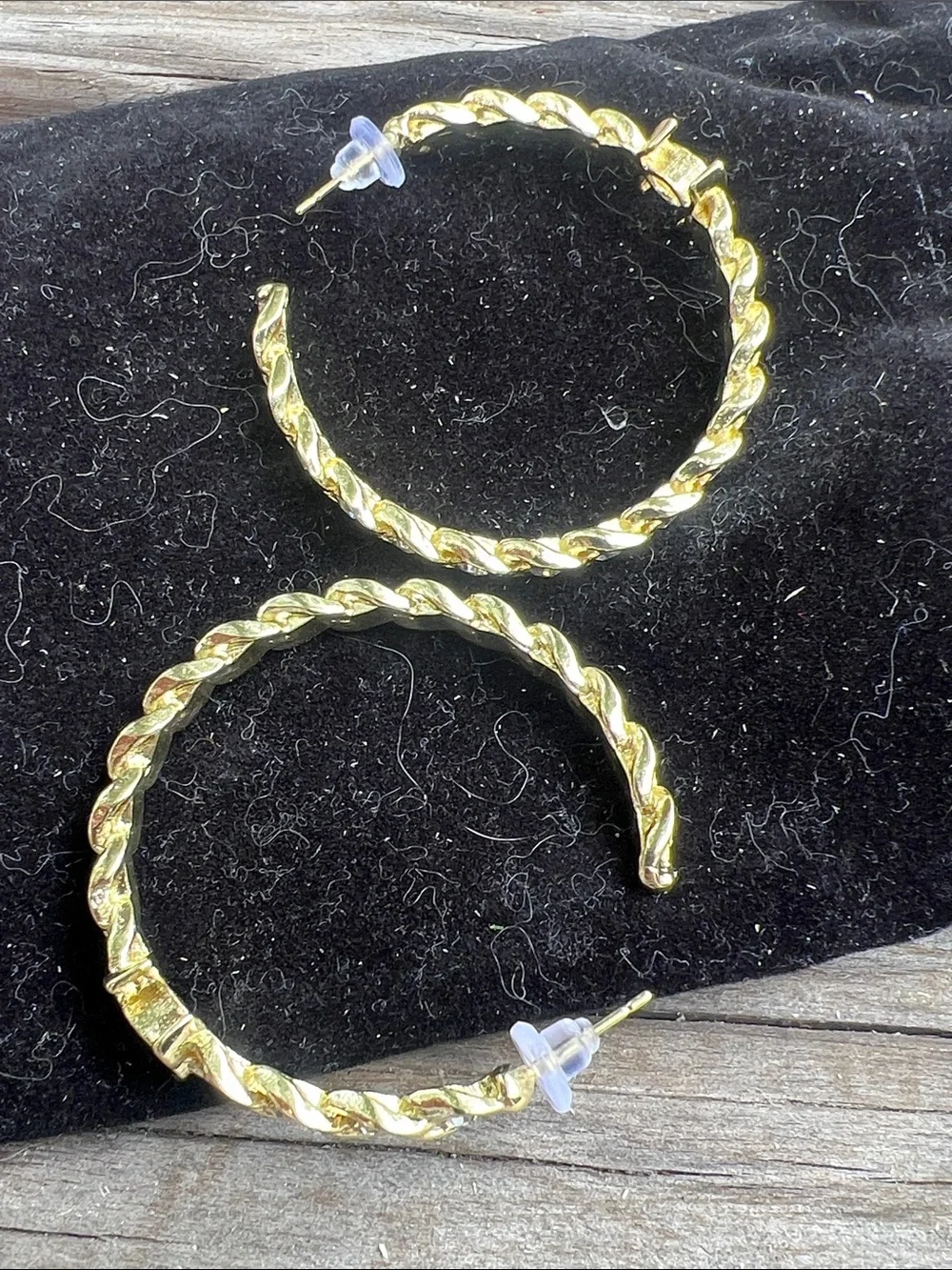 CHANEL Gold-Tone Hoop Earrings with Crystal Accents - Picture 9 of 14